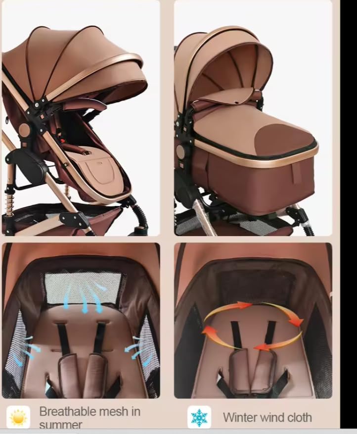 Belecoo Q3 High Landscape Lightweight Baby Stroller Carseat Combo Buggy -Brown