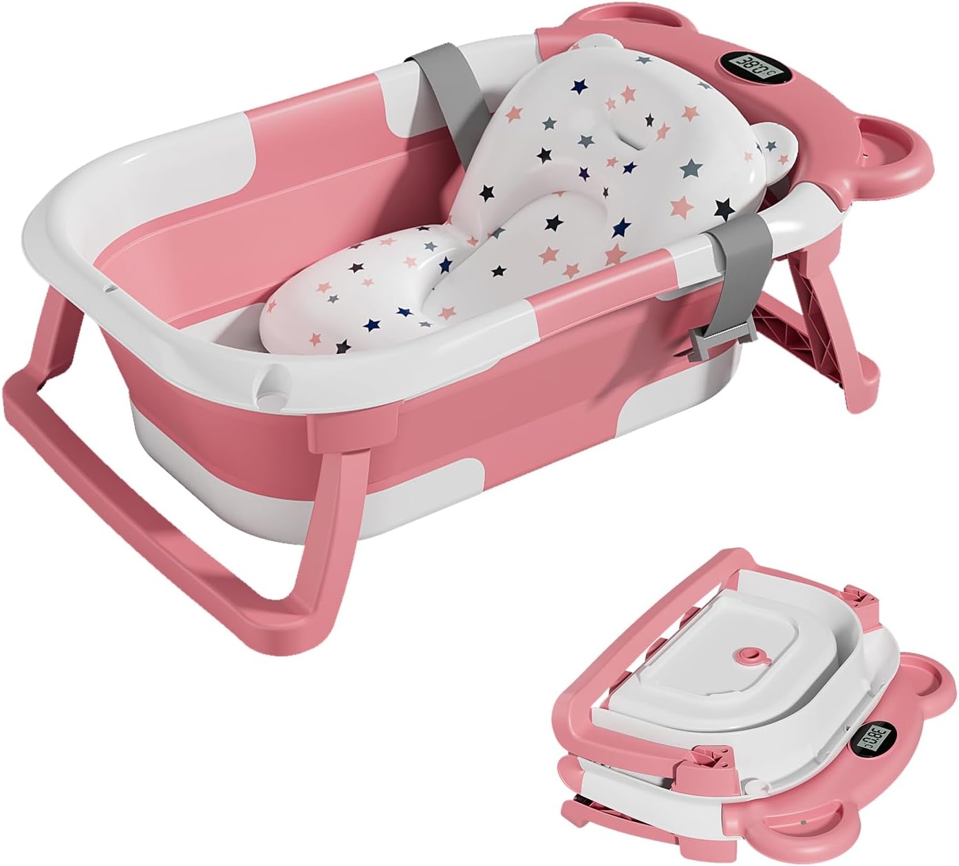 Foldable Baby Bathtub Collapsible Portable Instant Temperature Display