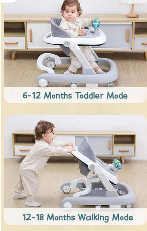 Foldable Baby Walker with Wheels - Sit-to-Stand Learning Aid