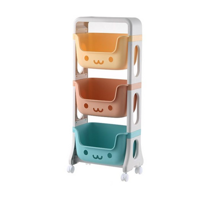 Children Multipurpose 3 Layers Toy & Snack Storage Organizer Trolley Rack