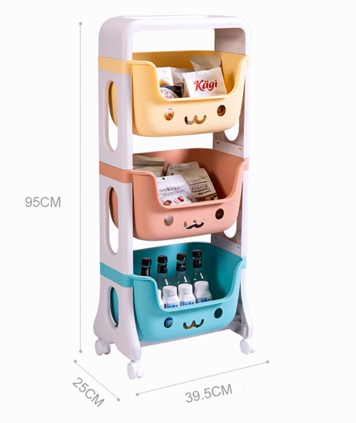 Children Multipurpose 3 Layers Toy & Snack Storage Organizer Trolley Rack