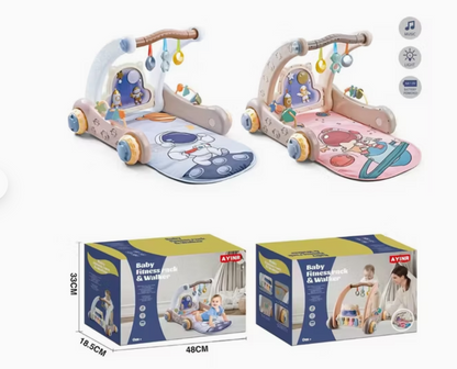 2-in-1 Baby Walker Fitness Mat Piano Stand Multifunctional