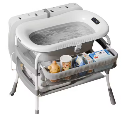 Foldable Baby Bath Tub with Stand & Storage - Compact & Portable