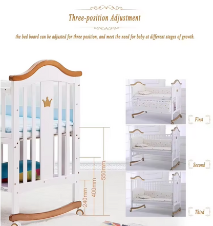 High Quality Pine Wood Multifunctional Baby Crib